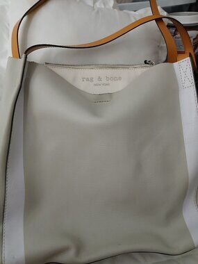 RAG & BONE "PASSENGER" CREAM/WHITE LEATHER COMPUTER TOTE